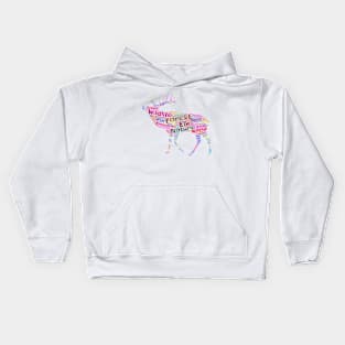 Elk Animal Wildlife Text Word Cloud Kids Hoodie